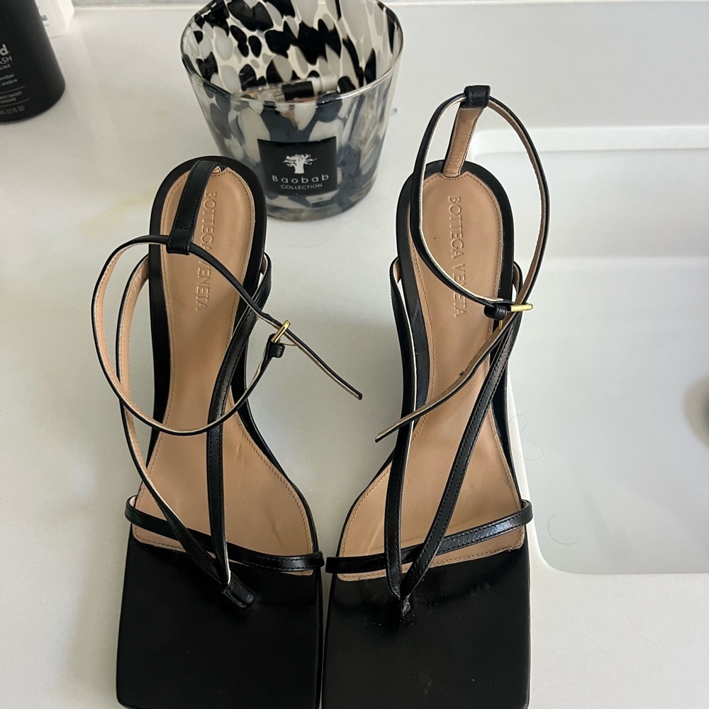 Bottega Veneta Black Strappy Heels